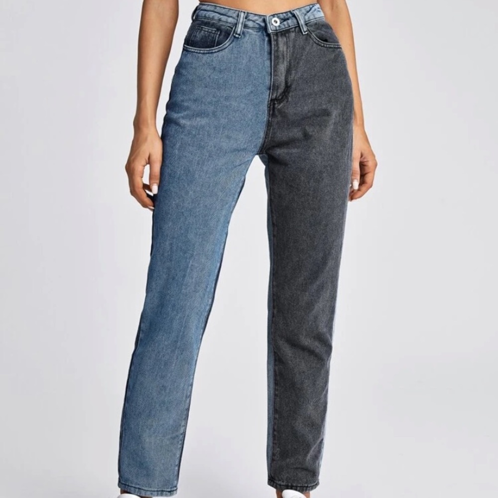 Two toned black/denim jeans